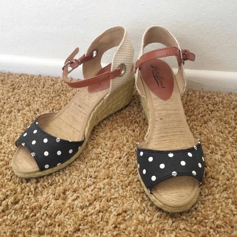 Lucky Brand Kavelli Espadrille Polka Wedge Sandal